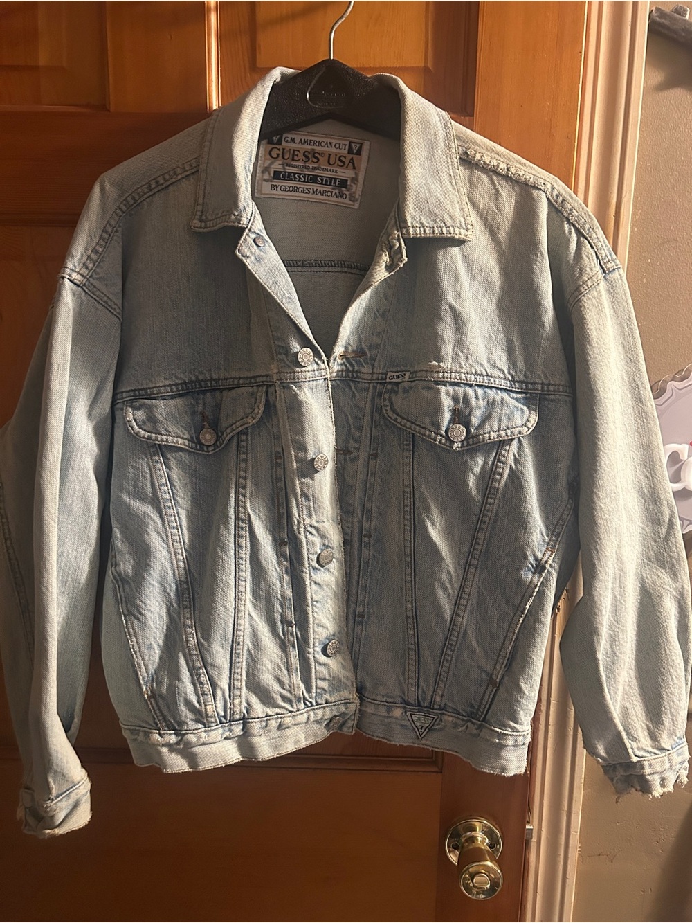 Vintage 80's Guess Light Wash Denim Trucker Jacket